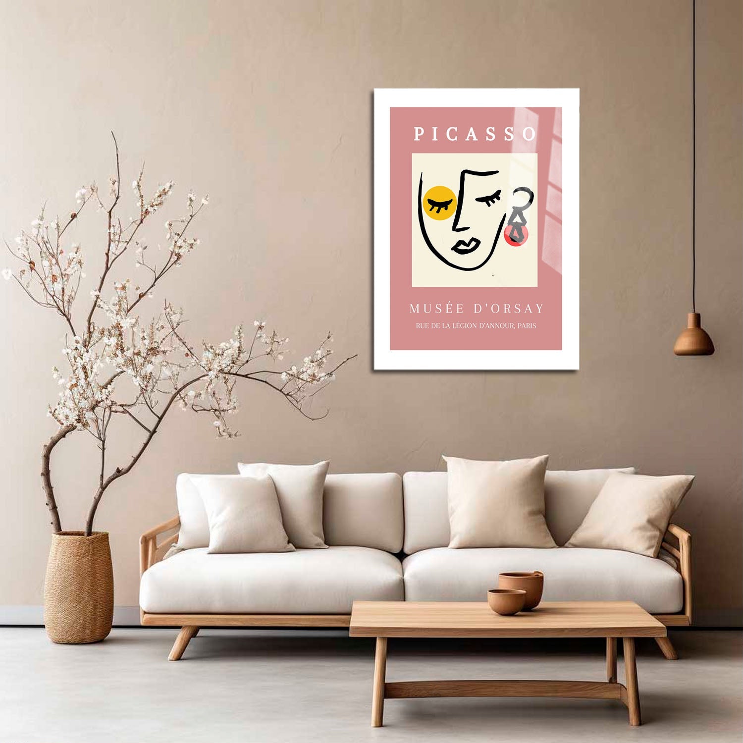 Wes Co Gallery Metal Poster Picasso Pink Line Face 16" x 24" Home Goods - Preppy Border or edge to edge Metal Art Print