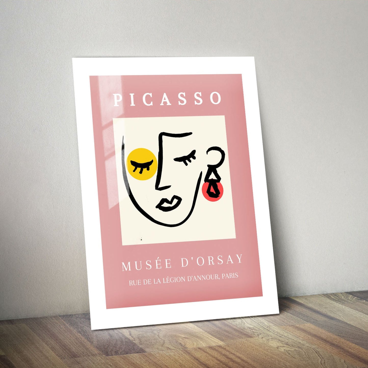 Wes Co Gallery Metal Poster Picasso Pink Line Face 24" x 36" Home Goods - Preppy Border or edge to edge Metal Art Print