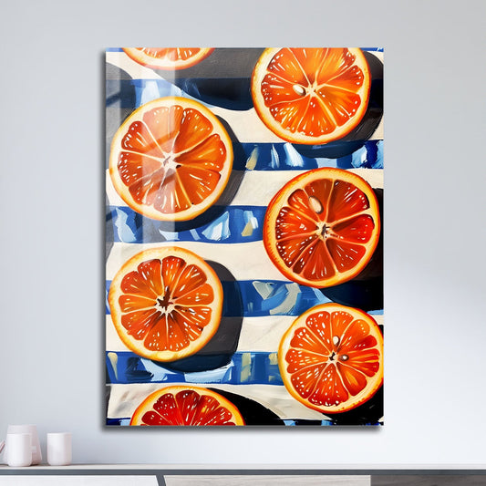 Wes Co Gallery Metal Poster Orange Slice Delight 11" x 17" Home Goods - Summer Border or edge to edge Metal Art Print