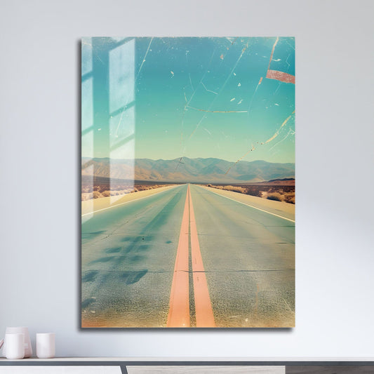 Wes Co Gallery Metal Poster Endless Desert Highway 11" x 17" Home Goods - Summer Border or edge to edge Metal Art Print