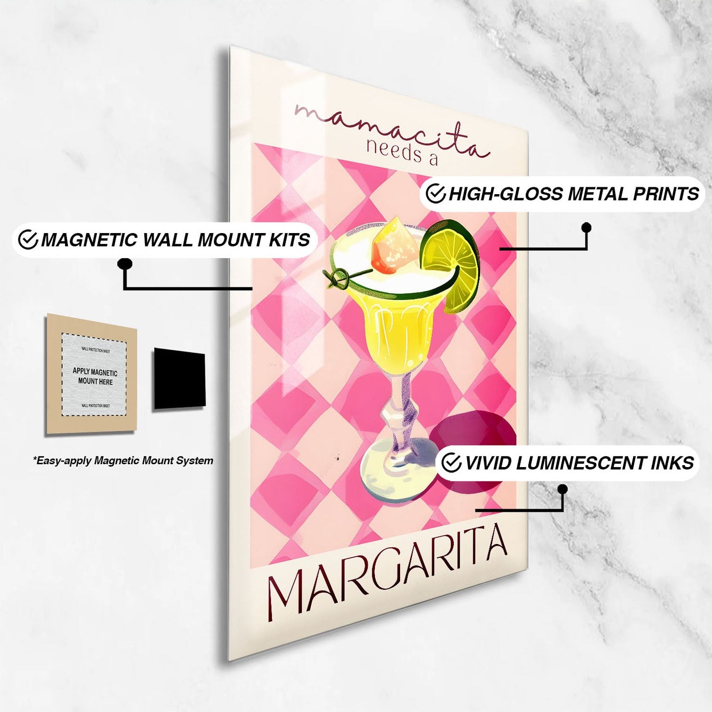 Wes Co Gallery Metal Poster Margarita Moments 16" x 24" Home Goods - Summer Border or edge to edge Metal Art Print