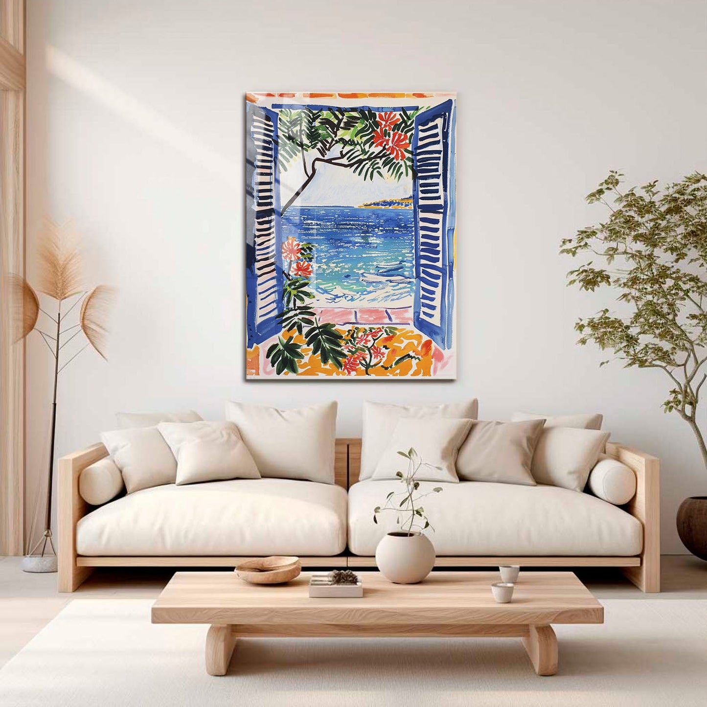 Wes Co Gallery Metal Poster Mediterranean Window Seaview 11" x 17" Home Goods - Summer Border or edge to edge Metal Art Print