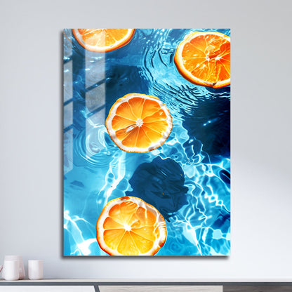 Wes Co Gallery Metal Poster Floating Citrus Slices 11" x 17" Home Goods - Summer Border or edge to edge Metal Art Print