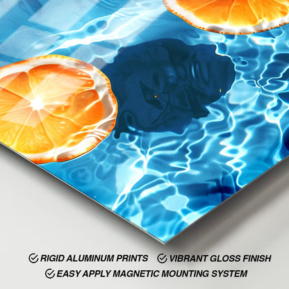 Wes Co Gallery Metal Poster Floating Citrus Slices 11" x 17" Home Goods - Summer Border or edge to edge Metal Art Print