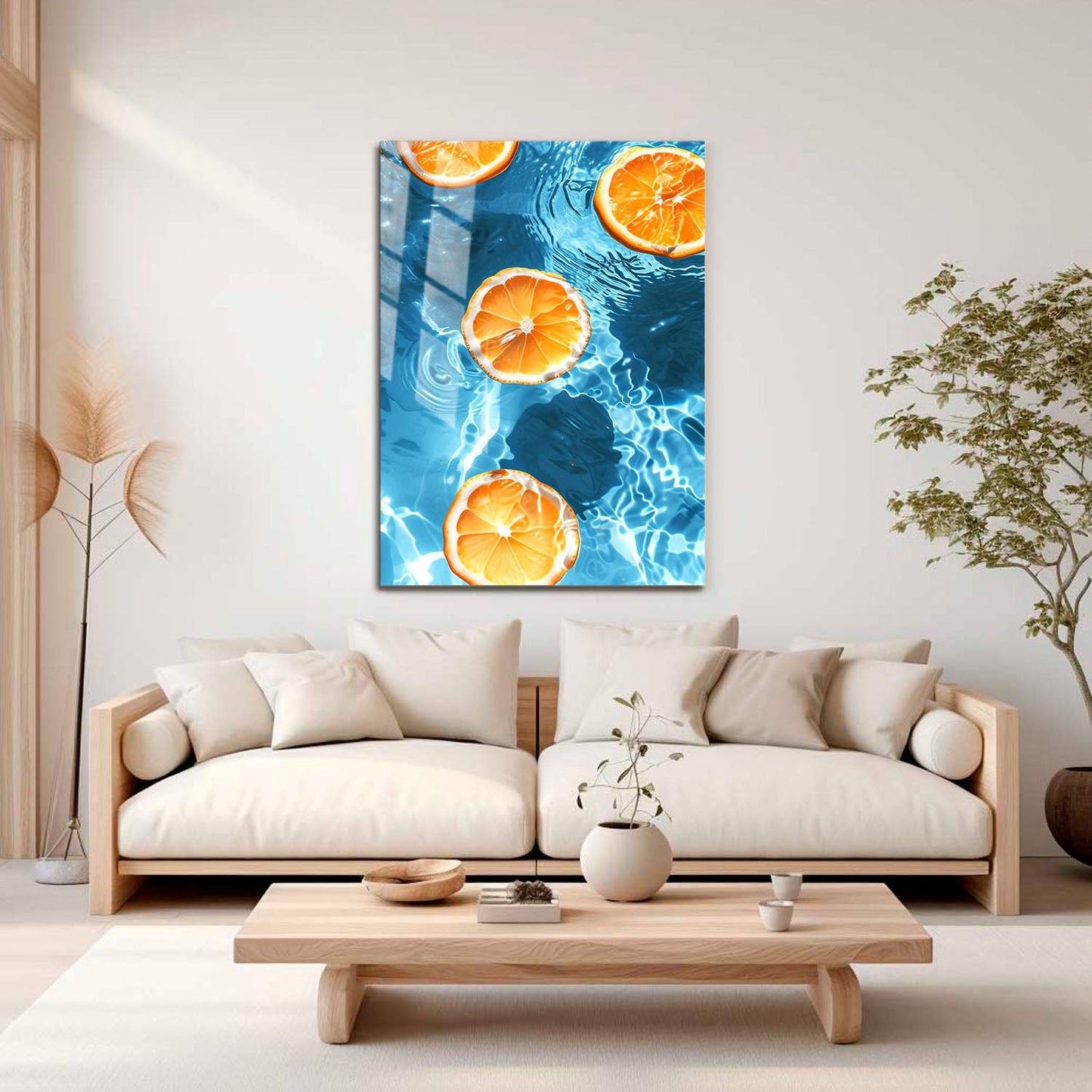 Wes Co Gallery Metal Poster Floating Citrus Slices 11" x 17" Home Goods - Summer Border or edge to edge Metal Art Print