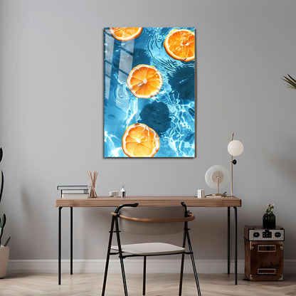 Wes Co Gallery Metal Poster Floating Citrus Slices 11" x 17" Home Goods - Summer Border or edge to edge Metal Art Print