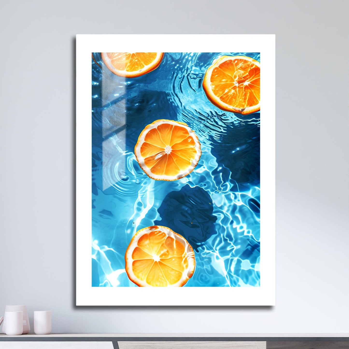 Wes Co Gallery Metal Poster Floating Citrus Slices 16" x 24" Home Goods - Summer Border or edge to edge Metal Art Print