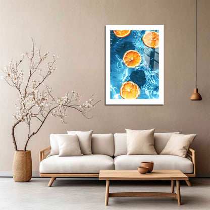 Wes Co Gallery Metal Poster Floating Citrus Slices 16" x 24" Home Goods - Summer Border or edge to edge Metal Art Print