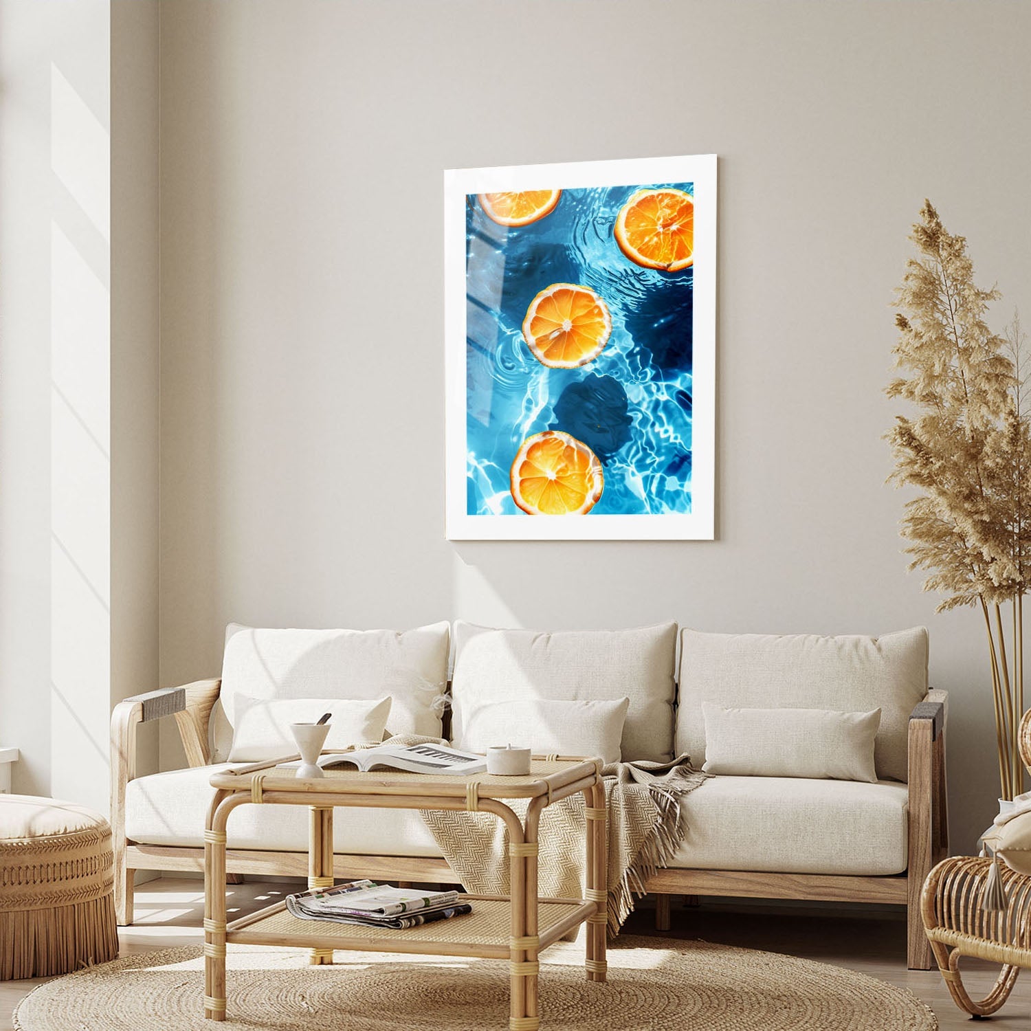 Wes Co Gallery Metal Poster Floating Citrus Slices 16" x 24" Home Goods - Summer Border or edge to edge Metal Art Print