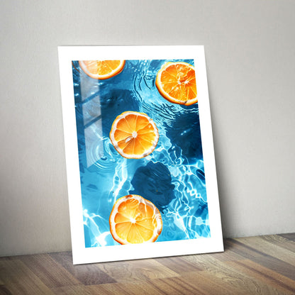 Wes Co Gallery Metal Poster Floating Citrus Slices 24" x 36" Home Goods - Summer Border or edge to edge Metal Art Print