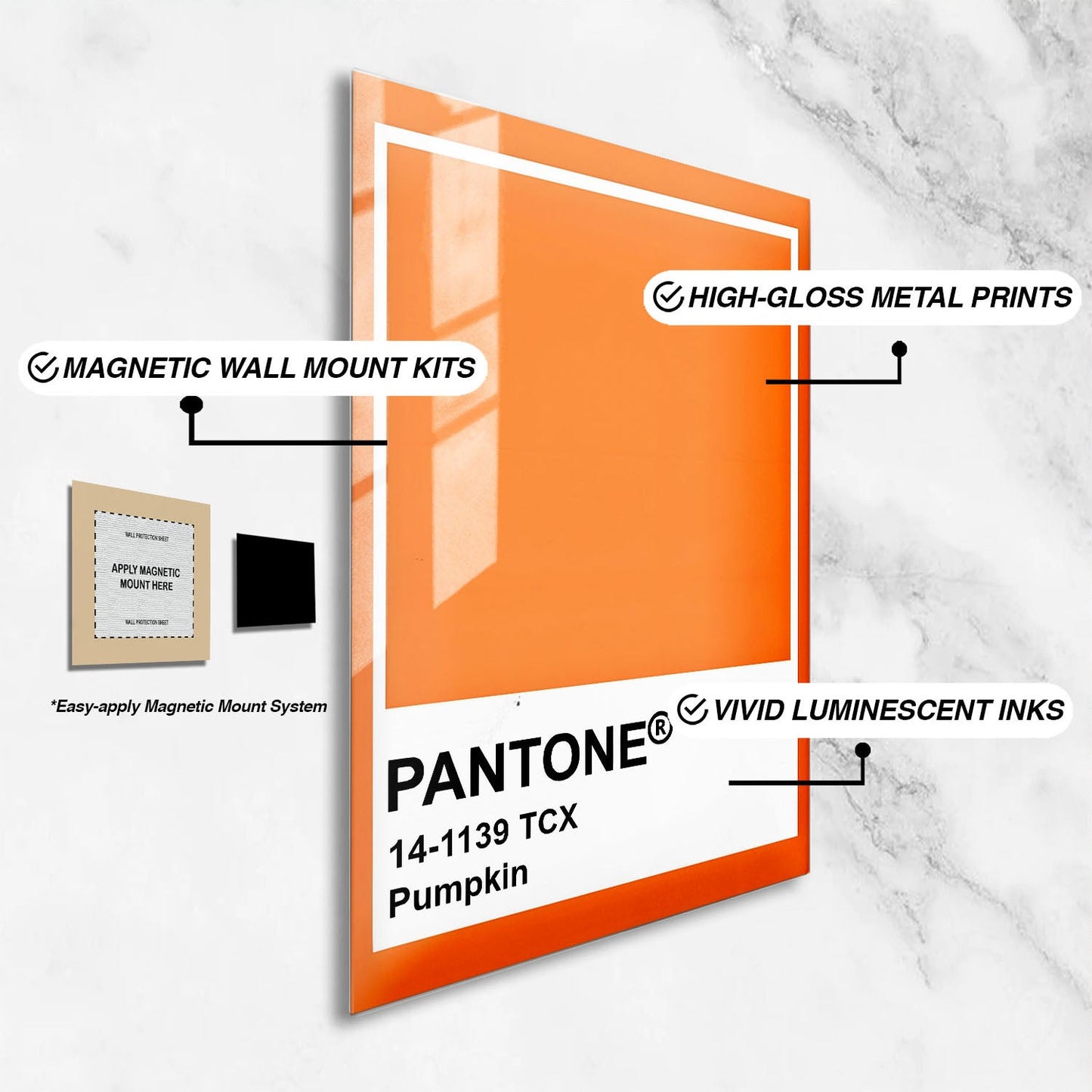 Wes Co Gallery Metal Poster Pantone Pumpkin 16" x 24" Home Goods - Summer Border or edge to edge Metal Art Print