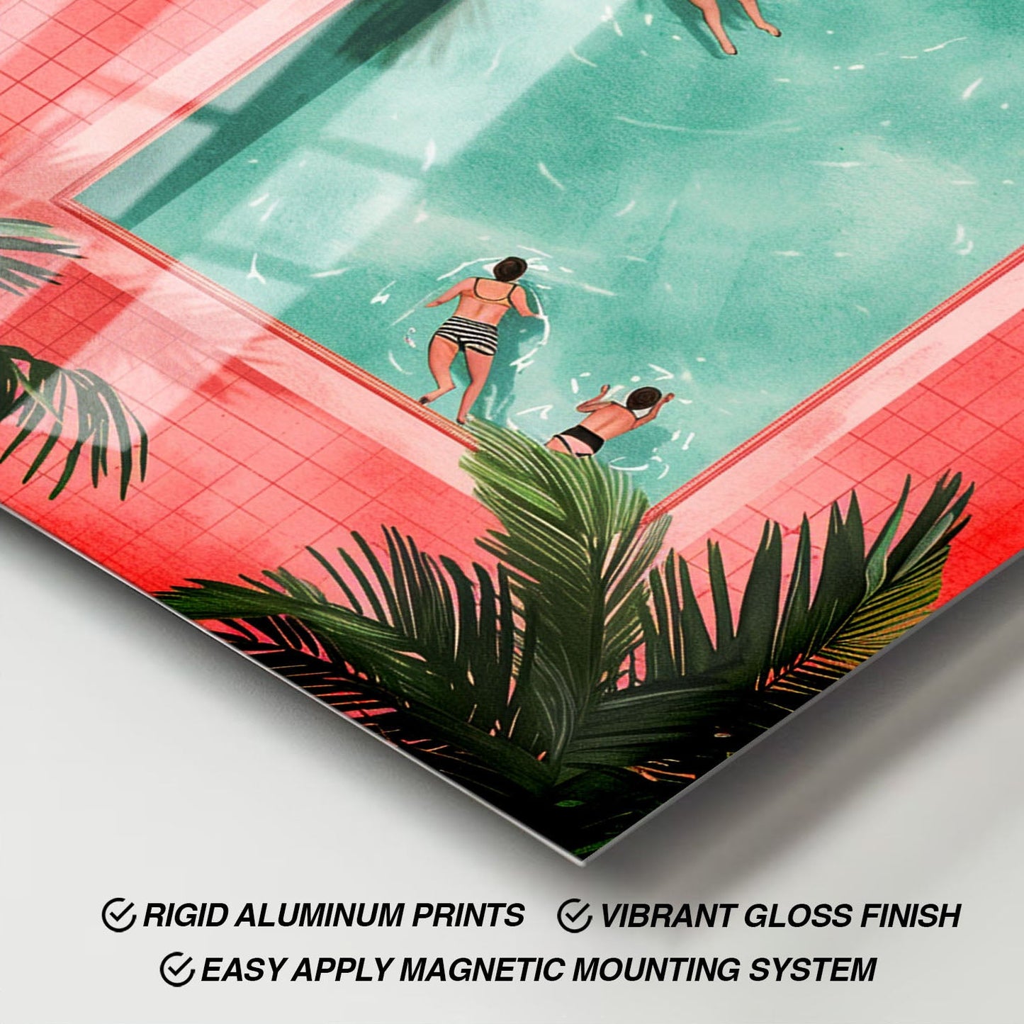 Wes Co Gallery Metal Poster Tropical Pool Day 11" x 17" Home Goods - Summer Border or edge to edge Metal Art Print