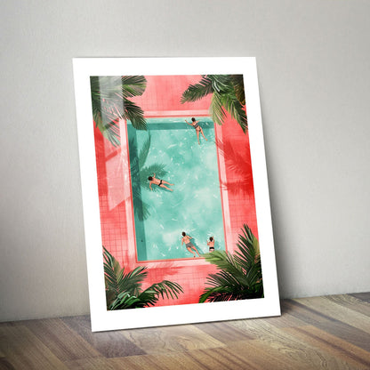 Wes Co Gallery Metal Poster Tropical Pool Day 24" x 36" Home Goods - Summer Border or edge to edge Metal Art Print