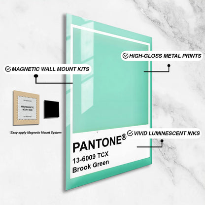 Wes Co Gallery Metal Poster Pantone Brook Green 16" x 24" Home Goods - Summer Border or edge to edge Metal Art Print