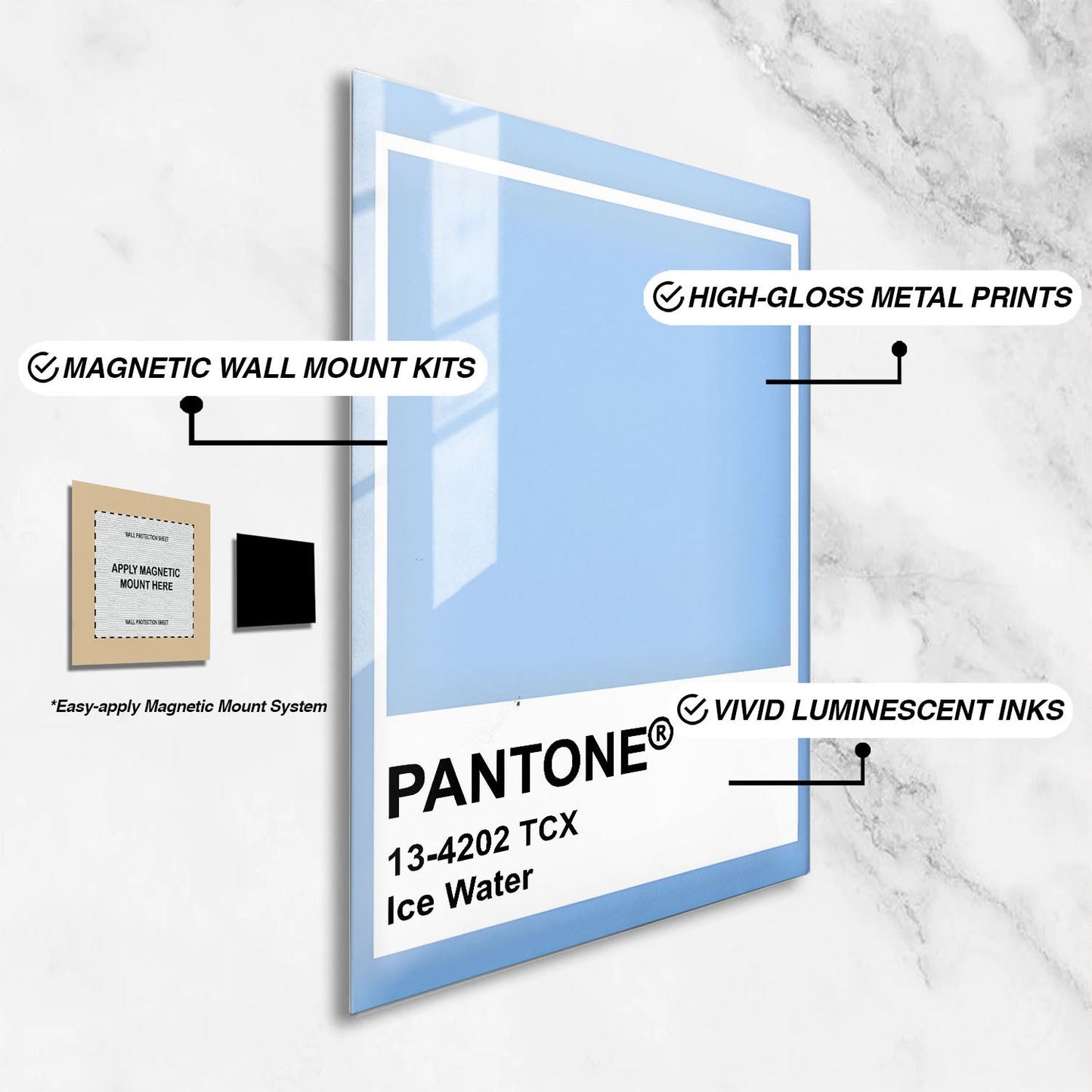 Wes Co Gallery Metal Poster Pantone Ice Water 16" x 24" Home Goods - Summer Border or edge to edge Metal Art Print