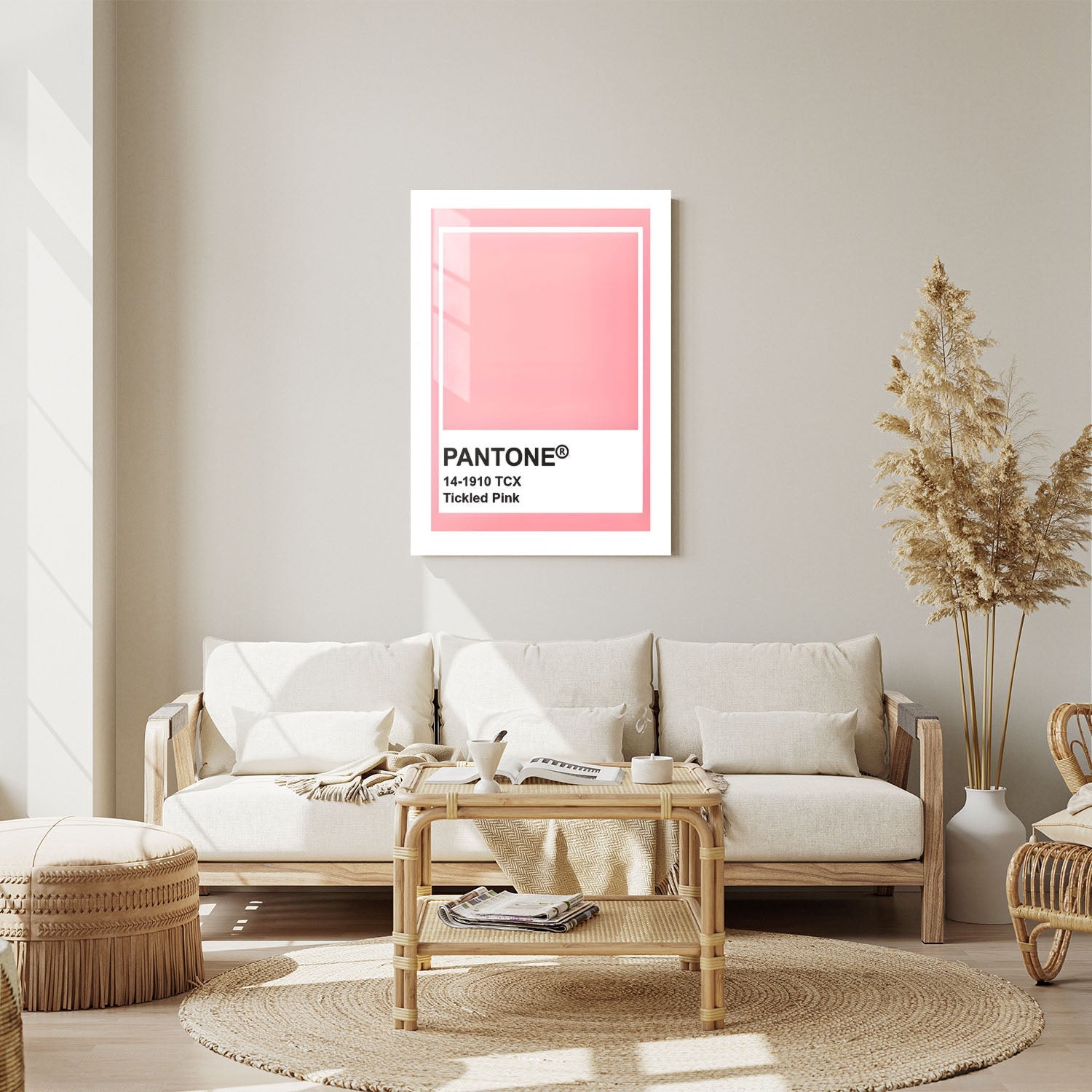 Wes Co Gallery Metal Poster Pantone Tickled Pink 24" x 36" Home Goods - Summer Border or edge to edge Metal Art Print