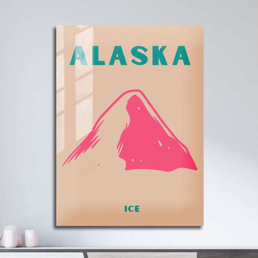 Wes Co Gallery Metal Poster Alaska Icecap Colorful Travel 11" x 17" Home Goods - Travel Illustrations Edge to edge Metal Art Print