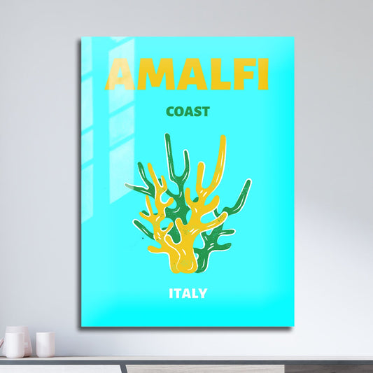 Wes Co Gallery Metal Poster Amalfi Coast Italy Colorful Travel 11" x 17" Home Goods - Travel Illustrations Edge to edge Metal Art Print