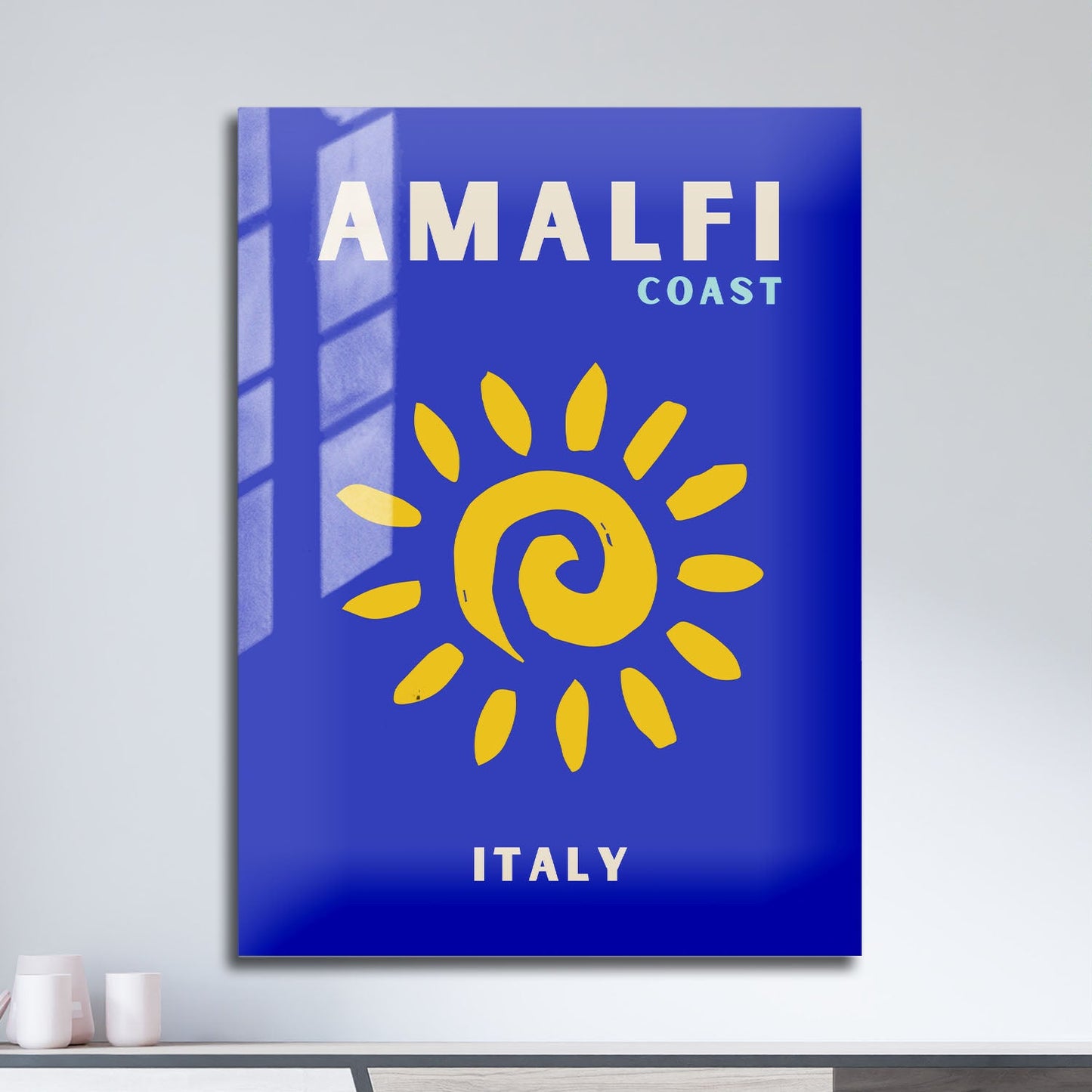 Wes Co Gallery Metal Poster Amalfi Coast Sunny Italy Colorful Travel 11" x 17" Home Goods - Travel Illustrations Edge to edge Metal Art Print