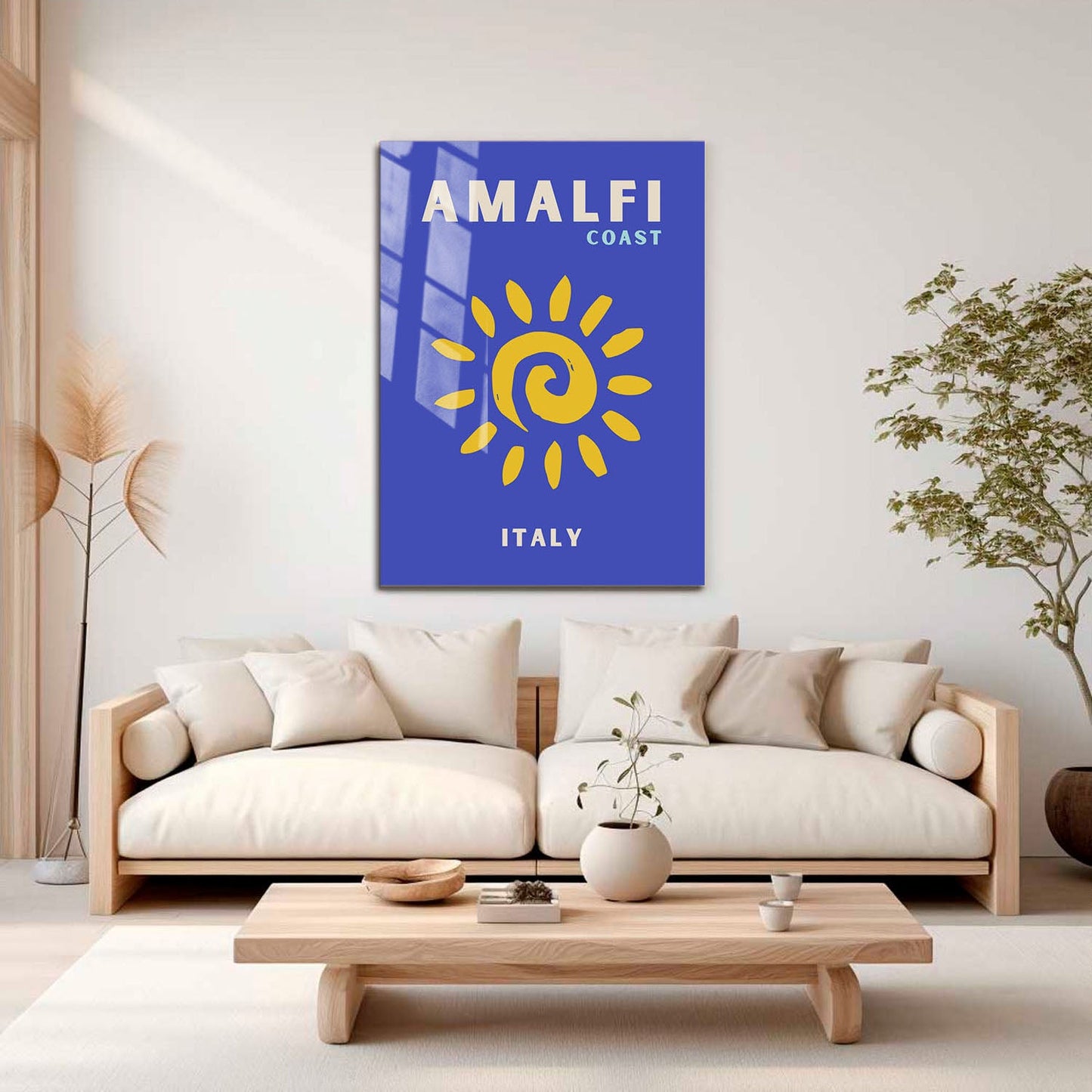 Wes Co Gallery Metal Poster Amalfi Coast Sunny Italy Colorful Travel 16" x 24" Home Goods - Travel Illustrations Edge to edge Metal Art Print