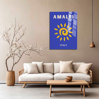 Wes Co Gallery Metal Poster Amalfi Coast Sunny Italy Colorful Travel 5" x 7" Home Goods - Travel Illustrations Edge to edge Metal Art Print