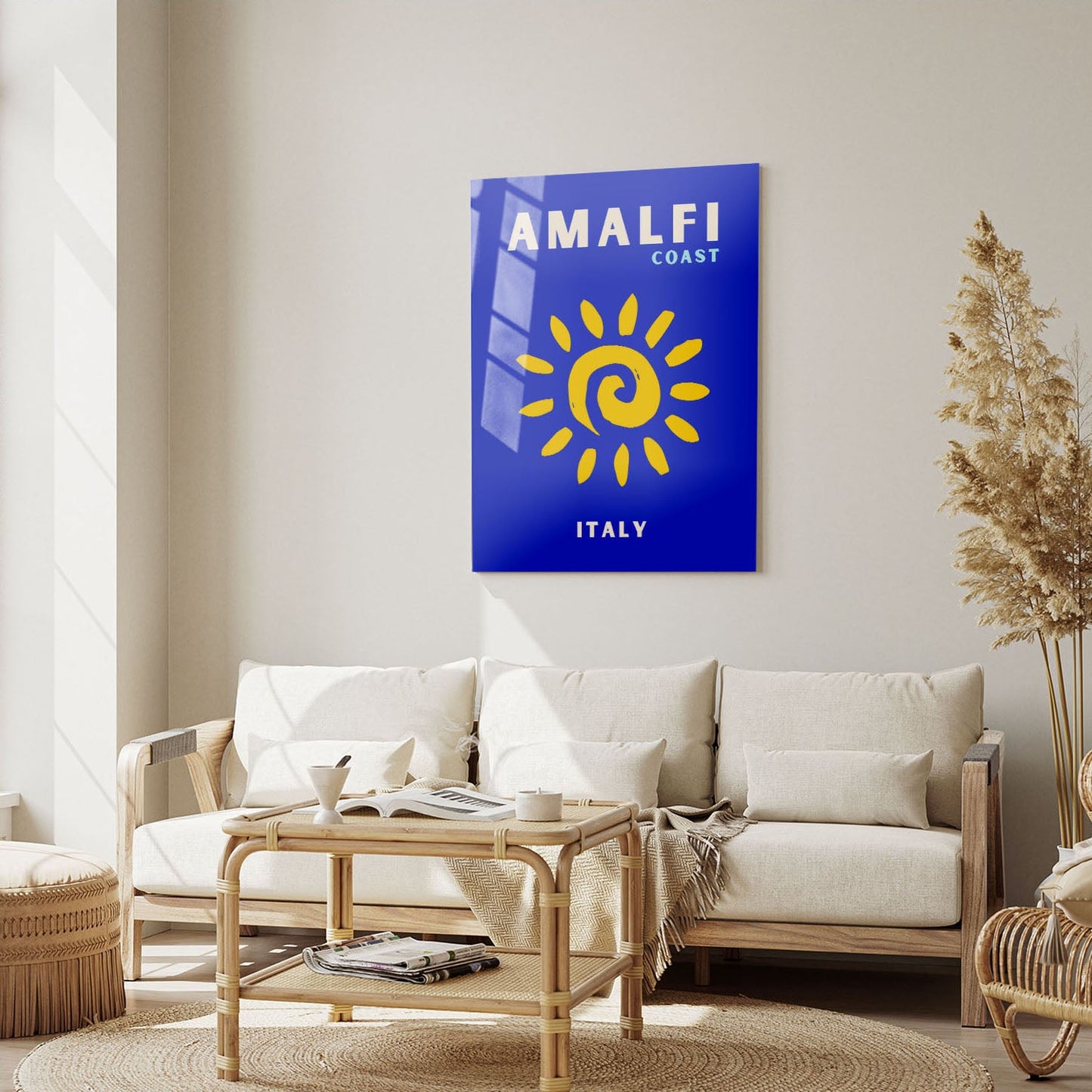 Wes Co Gallery Metal Poster Amalfi Coast Sunny Italy Colorful Travel 5" x 7" Home Goods - Travel Illustrations Edge to edge Metal Art Print