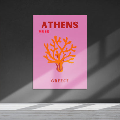 Wes Co Gallery Metal Poster Athens Muse Greece Colorful Travel 16" x 24" Home Goods - Travel Illustrations Edge to edge Metal Art Print