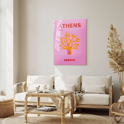 Wes Co Gallery Metal Poster Athens Muse Greece Colorful Travel 5" x 7" Home Goods - Travel Illustrations Edge to edge Metal Art Print