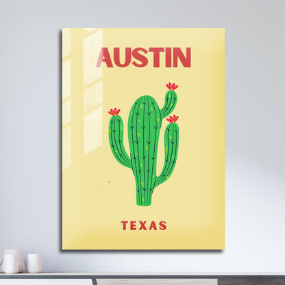 Wes Co Gallery Metal Poster Austin Texas Colorful Travel 11" x 17" Home Goods - Travel Illustrations Edge to edge Metal Art Print