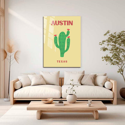 Wes Co Gallery Metal Poster Austin Texas Colorful Travel 16" x 24" Home Goods - Travel Illustrations Edge to edge Metal Art Print