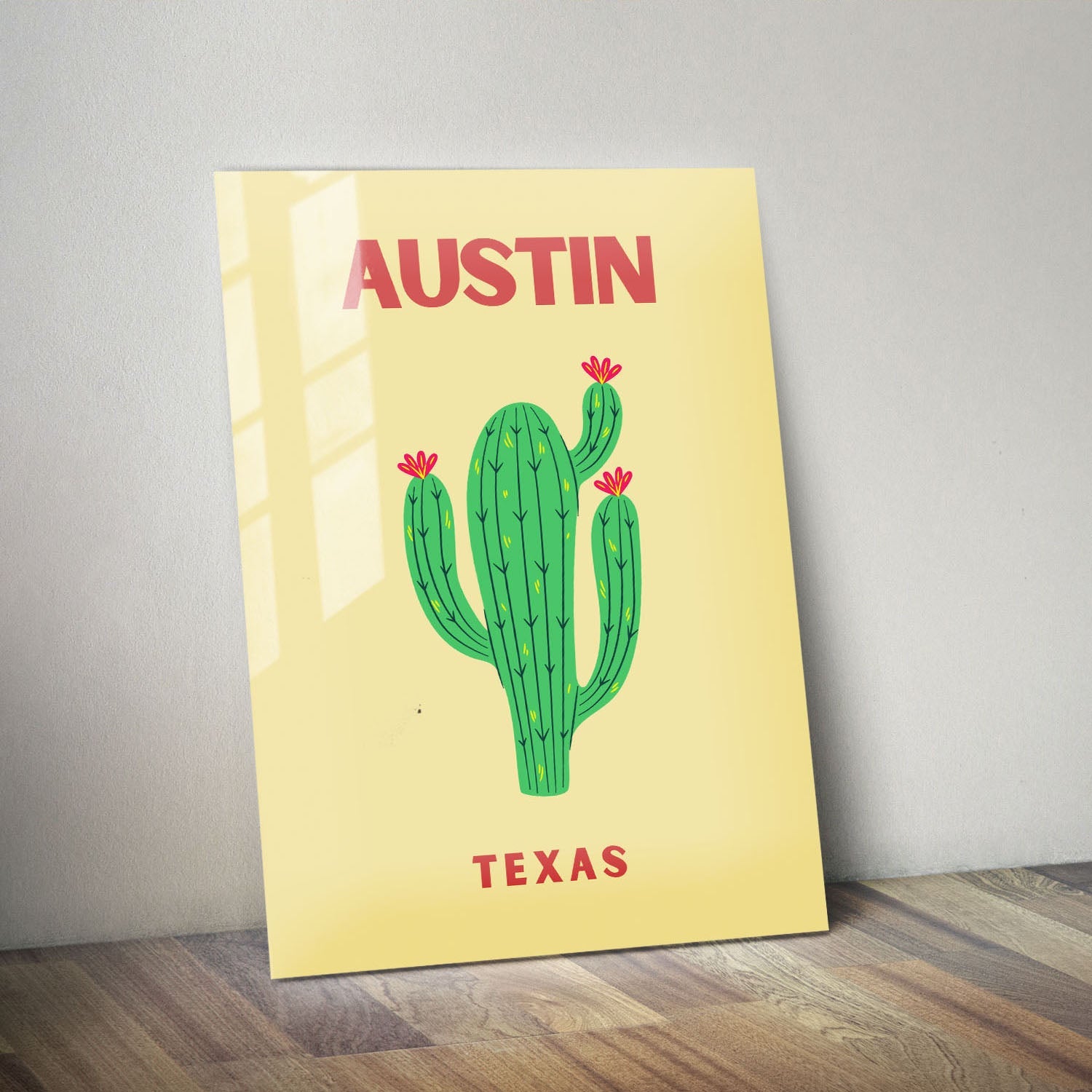 Wes Co Gallery Metal Poster Austin Texas Colorful Travel 11" x 14" Home Goods - Travel Illustrations Edge to edge Metal Art Print