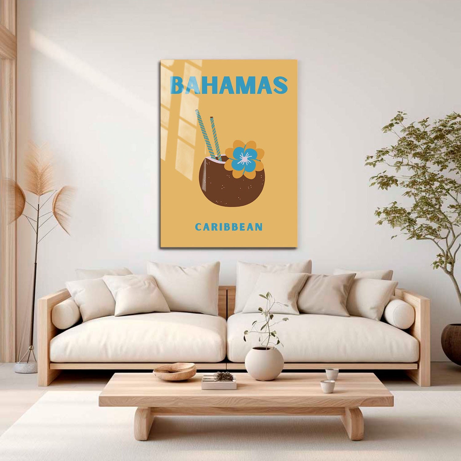 Wes Co Gallery Metal Poster Bahamas Caribbean Colorful Travel 16" x 24" Home Goods - Travel Illustrations Edge to edge Metal Art Print