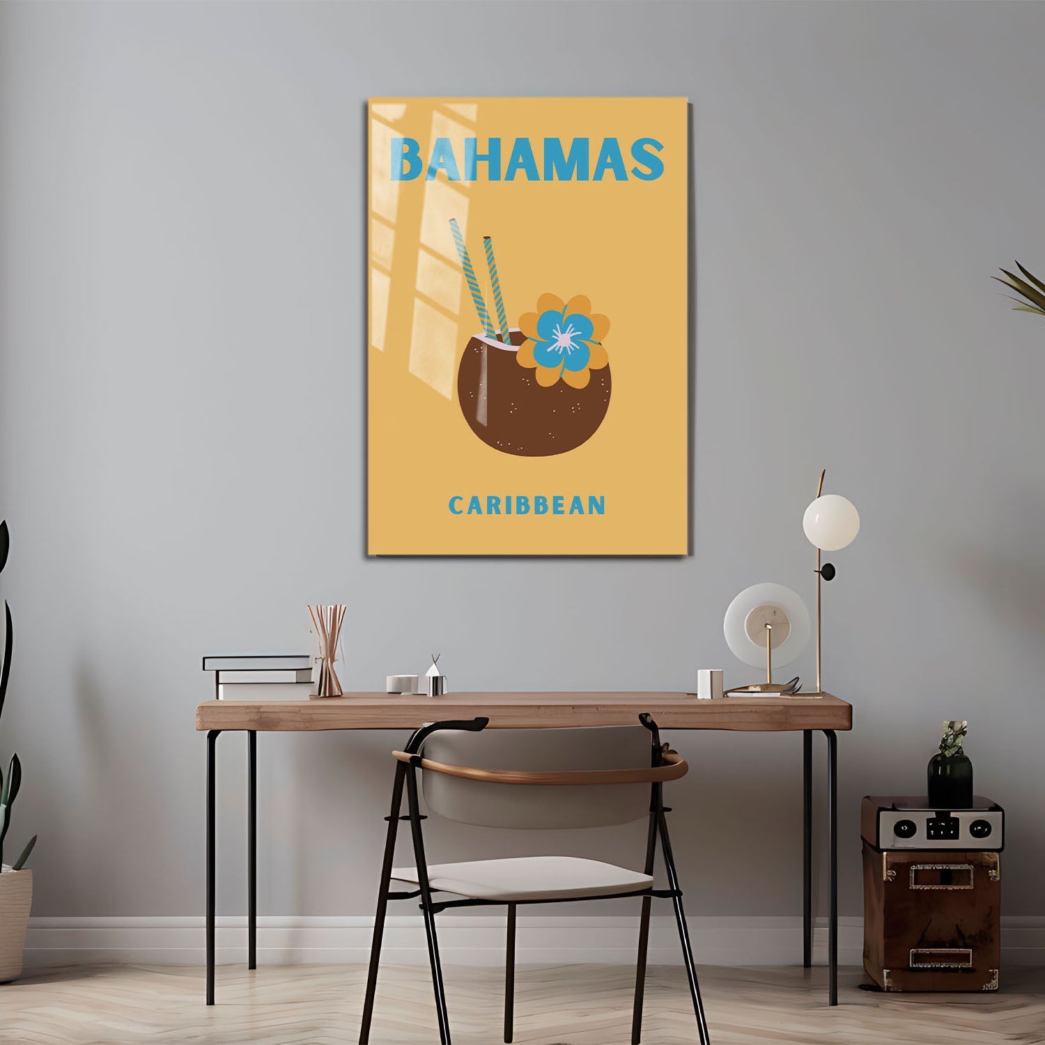 Wes Co Gallery Metal Poster Bahamas Caribbean Colorful Travel 24" x 36" Home Goods - Travel Illustrations Edge to edge Metal Art Print