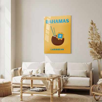 Wes Co Gallery Metal Poster Bahamas Caribbean Colorful Travel 5" x 7" Home Goods - Travel Illustrations Edge to edge Metal Art Print