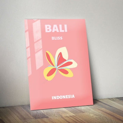 Wes Co Gallery Metal Poster Bali Bliss Indonesia Colorful Travel 11" x 14" Home Goods - Travel Illustrations Edge to edge Metal Art Print