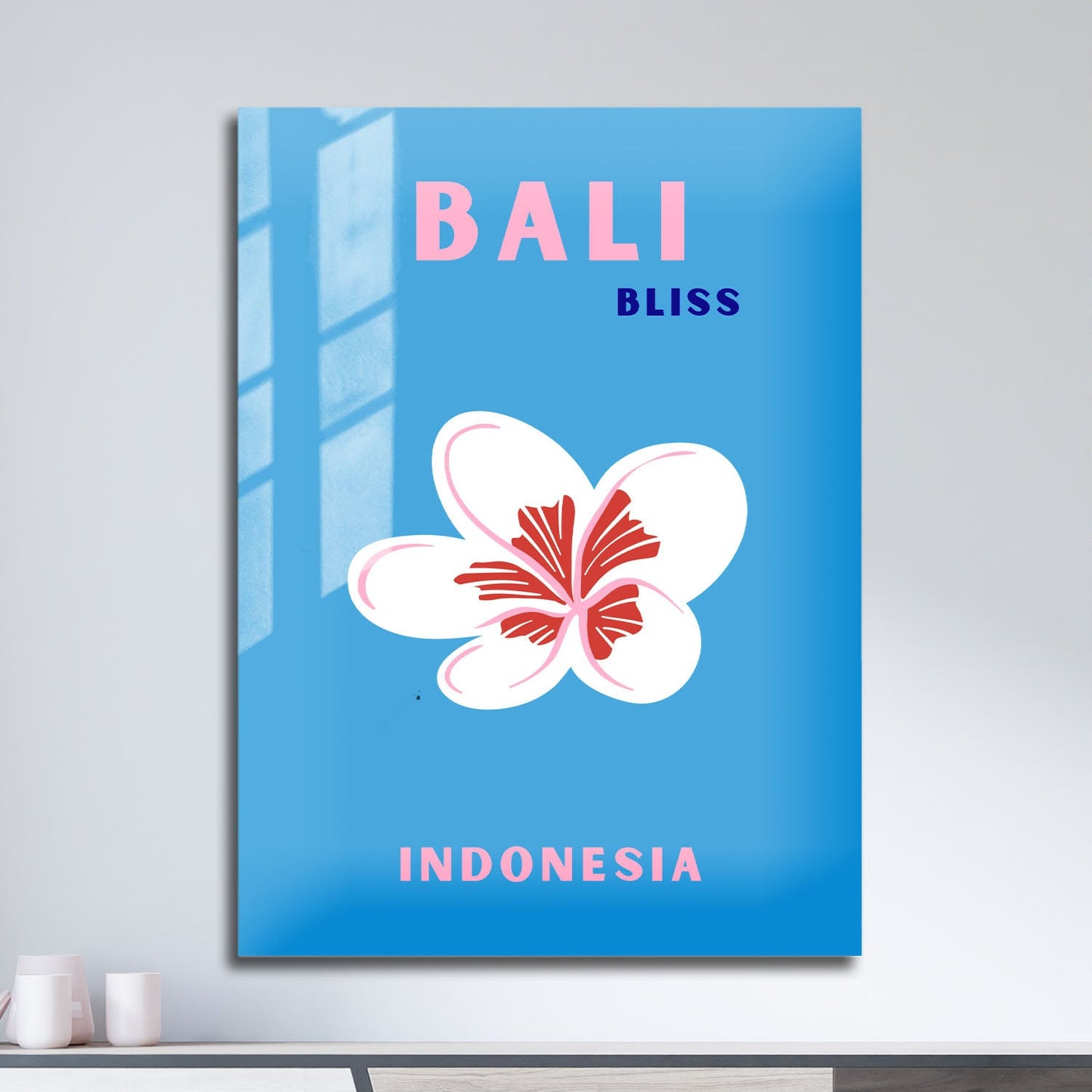 Wes Co Gallery Metal Poster Bali Indonesia Blue Colorful Travel 11" x 17" Home Goods - Travel Illustrations Edge to edge Metal Art Print