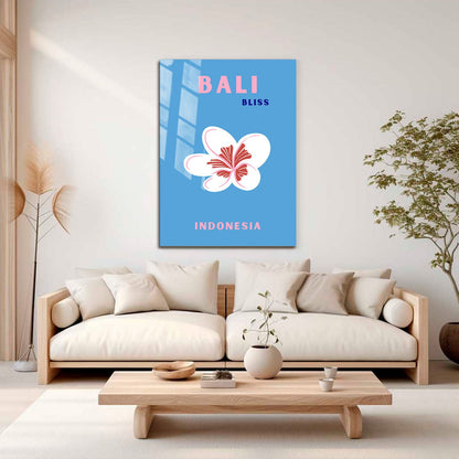 Wes Co Gallery Metal Poster Bali Indonesia Blue Colorful Travel 16" x 24" Home Goods - Travel Illustrations Edge to edge Metal Art Print