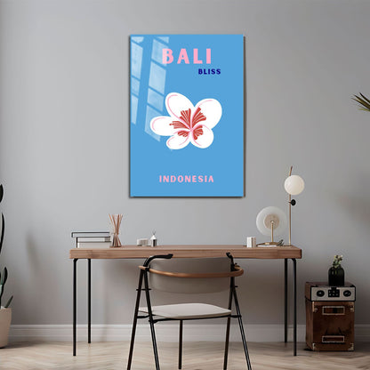 Wes Co Gallery Metal Poster Bali Indonesia Blue Colorful Travel 24" x 36" Home Goods - Travel Illustrations Edge to edge Metal Art Print