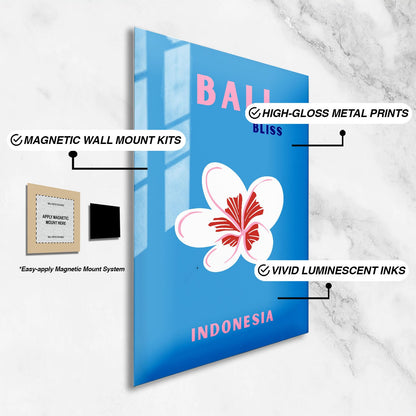 Wes Co Gallery Metal Poster Bali Indonesia Blue Colorful Travel 24" x 36" Home Goods - Travel Illustrations Edge to edge Metal Art Print