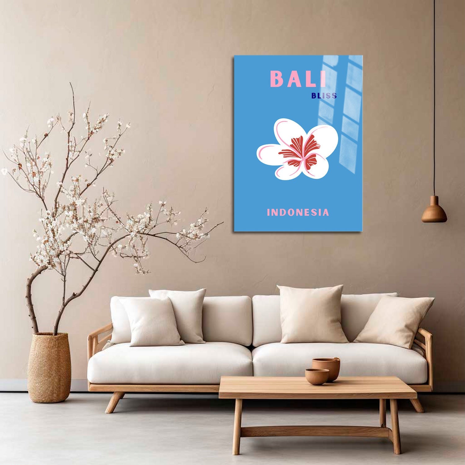 Wes Co Gallery Metal Poster Bali Indonesia Blue Colorful Travel 5" x 7" Home Goods - Travel Illustrations Edge to edge Metal Art Print