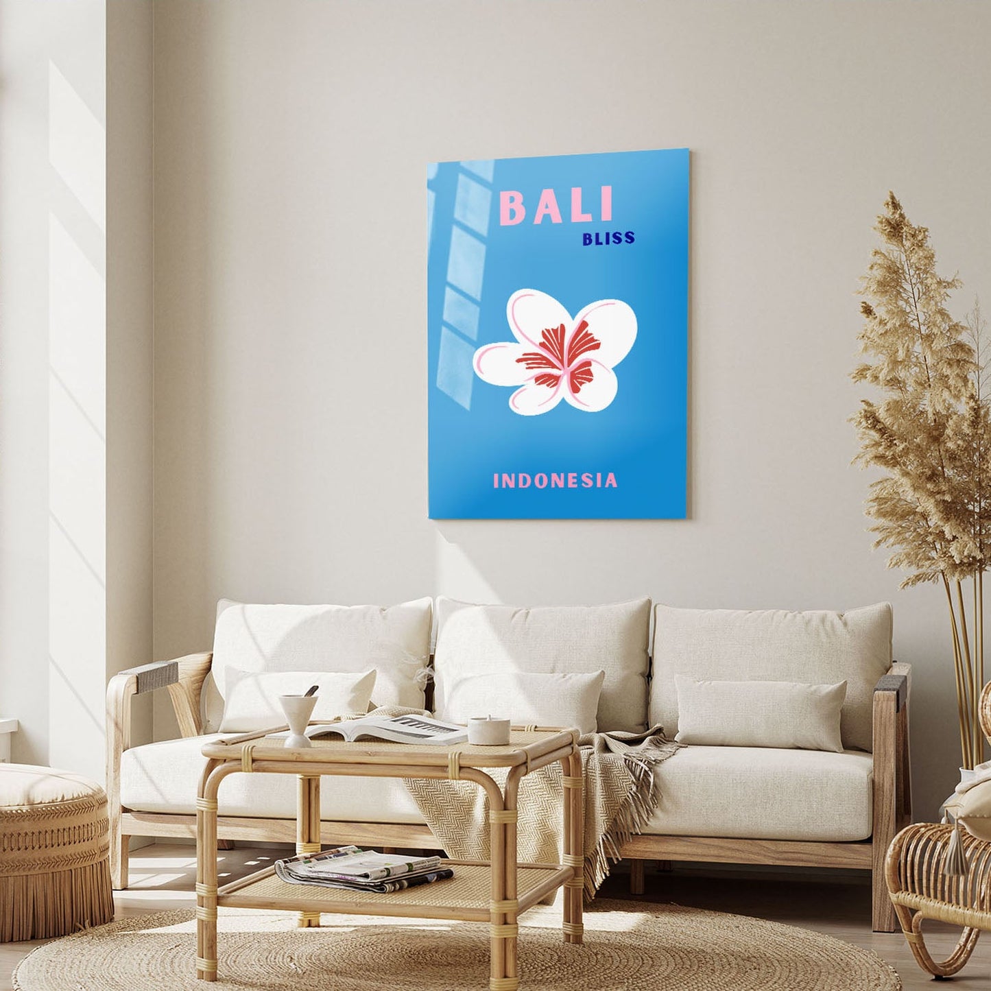 Wes Co Gallery Metal Poster Bali Indonesia Blue Colorful Travel 5" x 7" Home Goods - Travel Illustrations Edge to edge Metal Art Print