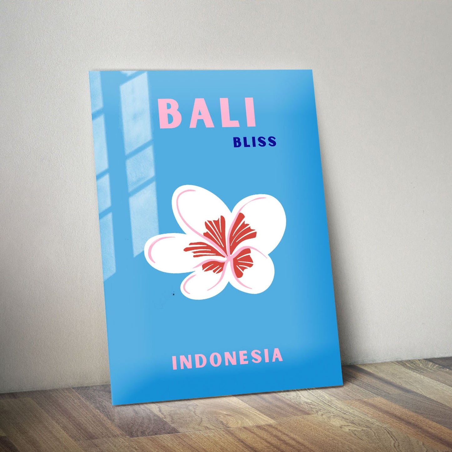 Wes Co Gallery Metal Poster Bali Indonesia Blue Colorful Travel 11" x 14" Home Goods - Travel Illustrations Edge to edge Metal Art Print