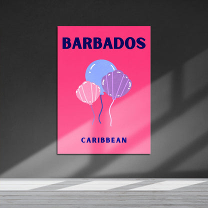 Wes Co Gallery Metal Poster Barbados Caribbean Colorful Travel 16" x 24" Home Goods - Travel Illustrations Edge to edge Metal Art Print