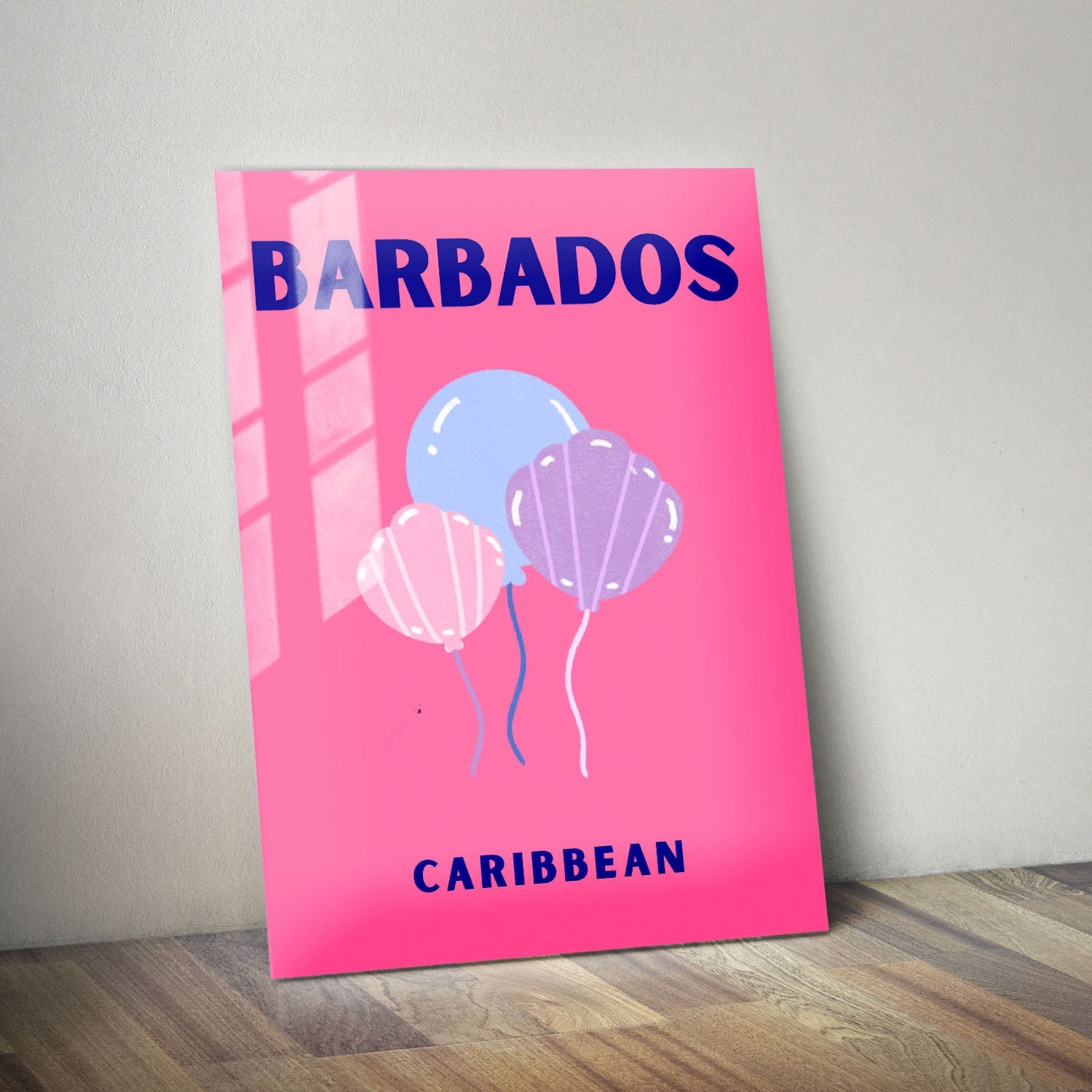 Wes Co Gallery Metal Poster Barbados Caribbean Colorful Travel 11" x 14" Home Goods - Travel Illustrations Edge to edge Metal Art Print