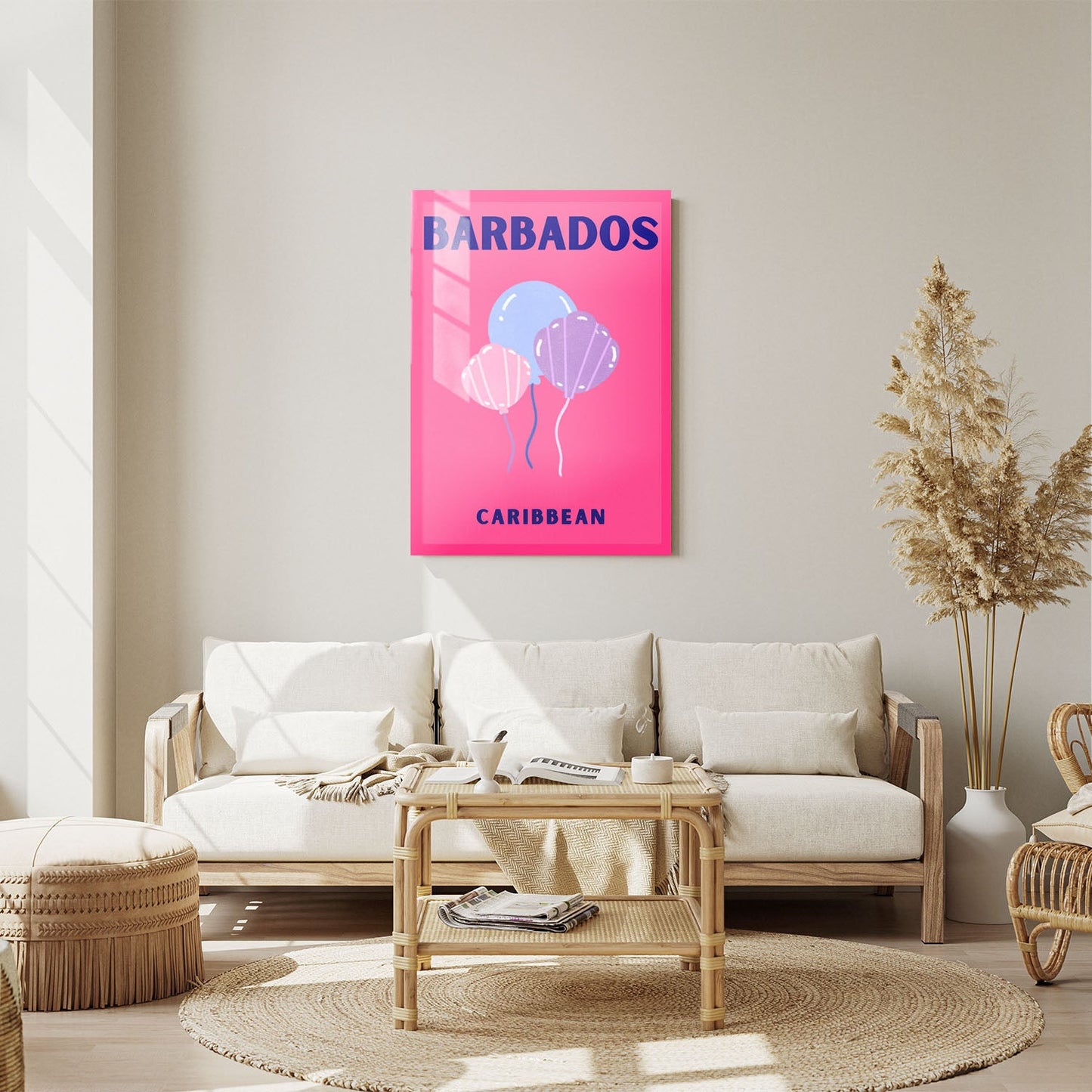 Wes Co Gallery Metal Poster Barbados Caribbean Colorful Travel 11" x 14" Home Goods - Travel Illustrations Edge to edge Metal Art Print