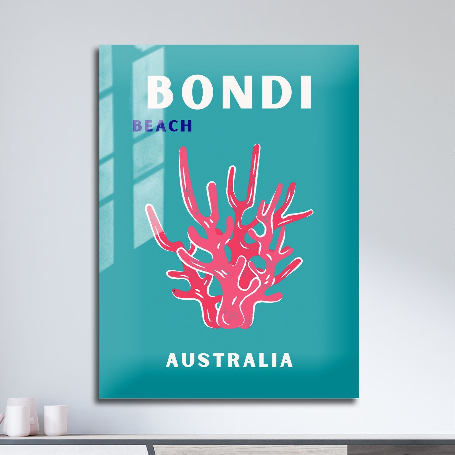 Wes Co Gallery Metal Poster Bondi Beach Blue Australia Colorful Travel 11" x 17" Home Goods - Travel Illustrations Edge to edge Metal Art Print