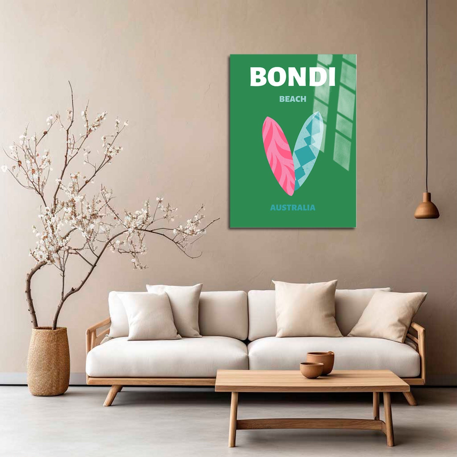 Wes Co Gallery Metal Poster Bondi Beach Green Australia Colorful Travel 5" x 7" Home Goods - Travel Illustrations Edge to edge Metal Art Print