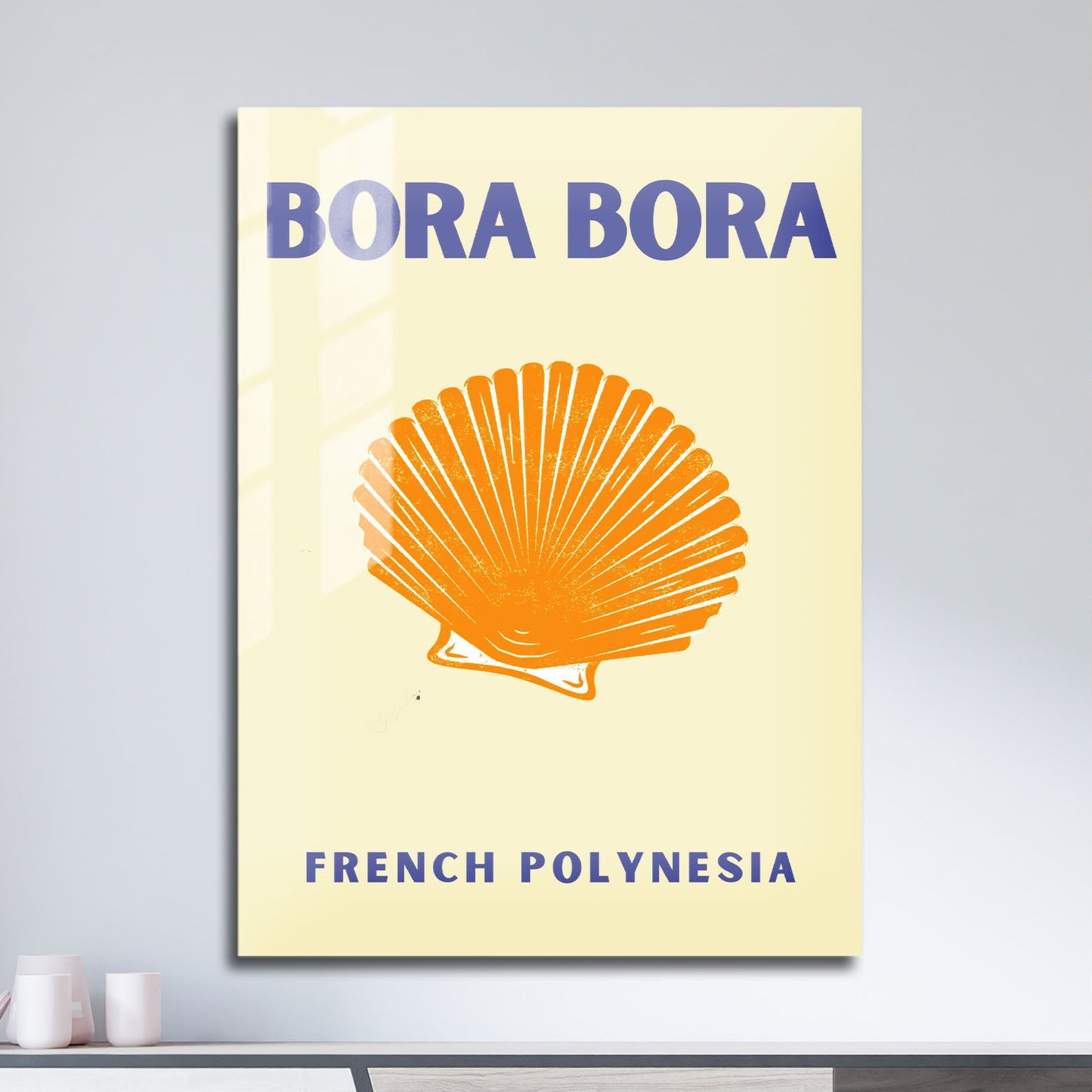 Wes Co Gallery Metal Poster Bora Bora Yellow Colorful Travel 11" x 17" Home Goods - Travel Illustrations Edge to edge Metal Art Print