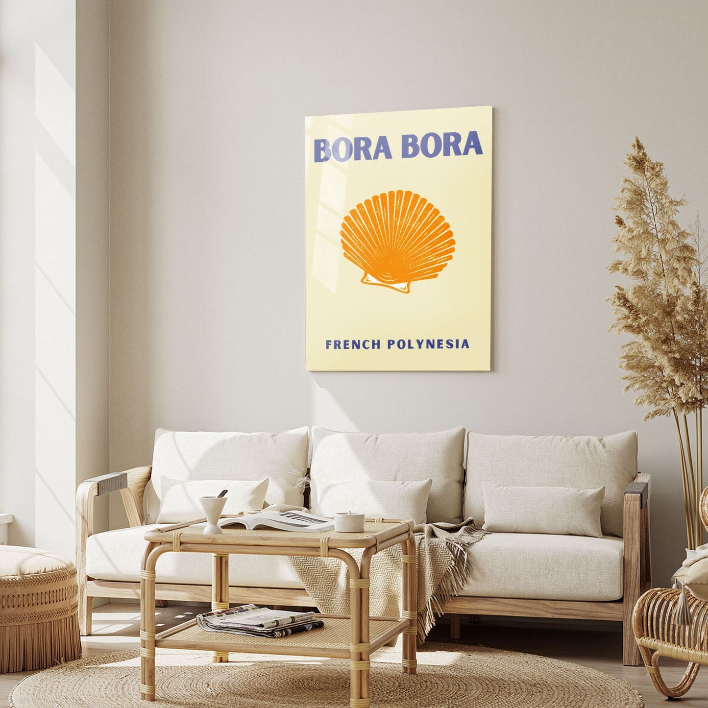 Wes Co Gallery Metal Poster Bora Bora Yellow Colorful Travel 5" x 7" Home Goods - Travel Illustrations Edge to edge Metal Art Print