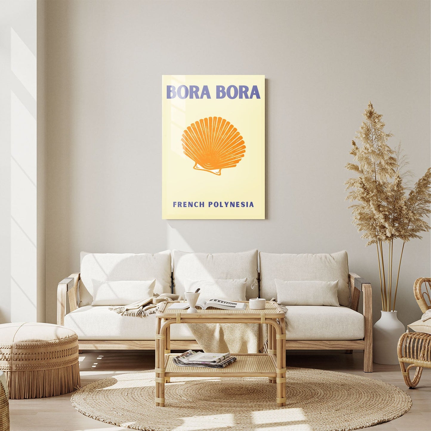 Wes Co Gallery Metal Poster Bora Bora Yellow Colorful Travel 11" x 14" Home Goods - Travel Illustrations Edge to edge Metal Art Print